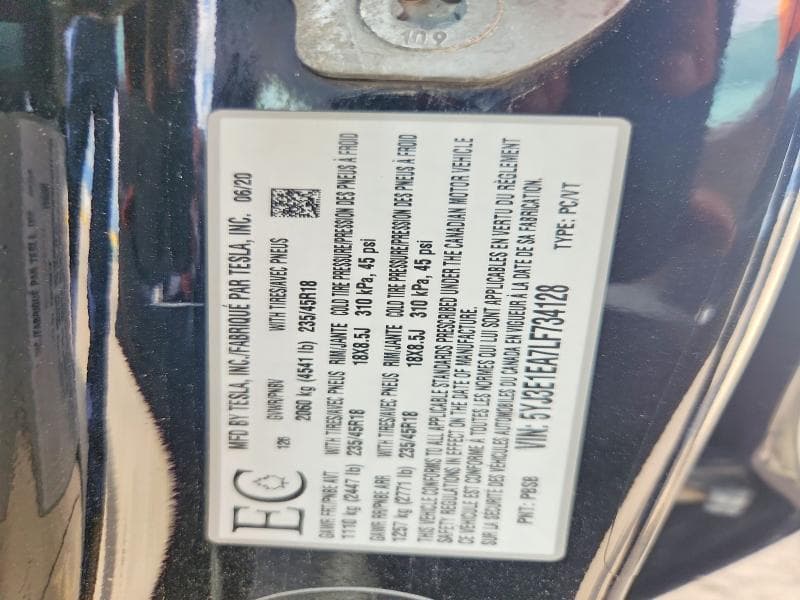 2020 TESLA MODEL 3 12