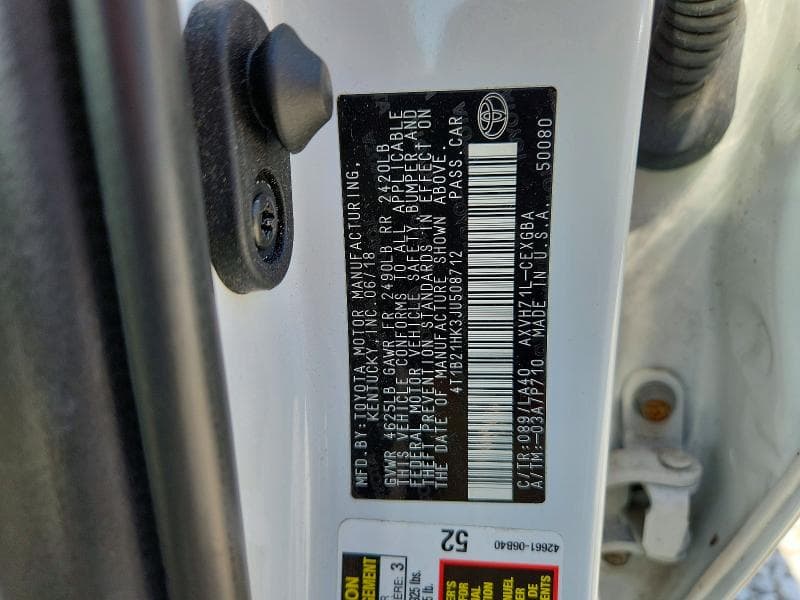 2018 TOYOTA CAMRY HYBRID XLE 12