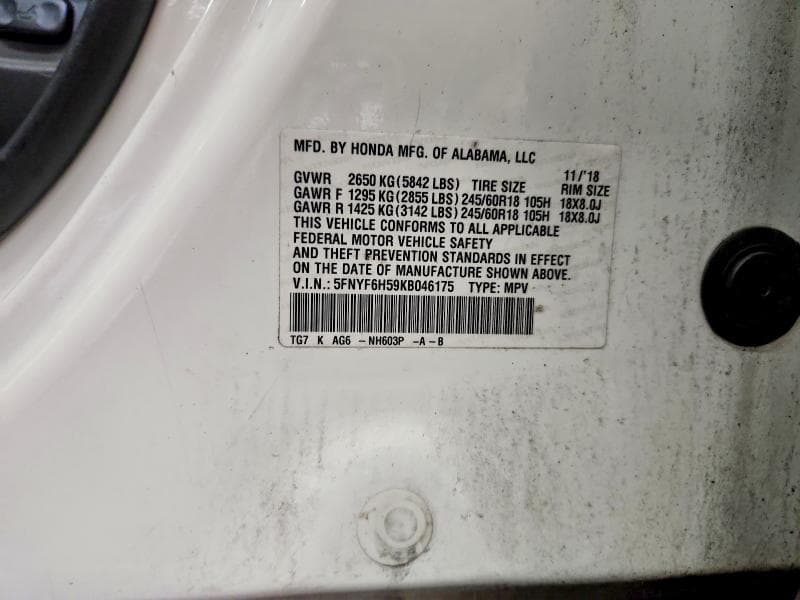 2019 HONDA PILOT EXL 13