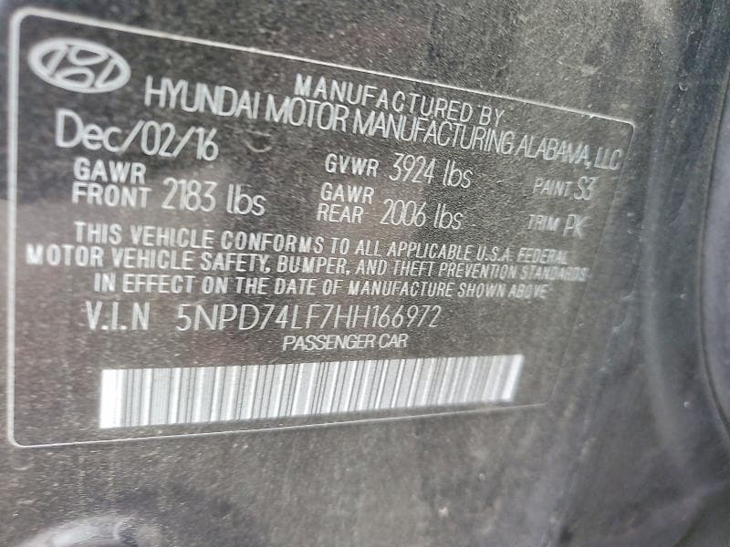 2017 HYUNDAI ELANTRA SE 12