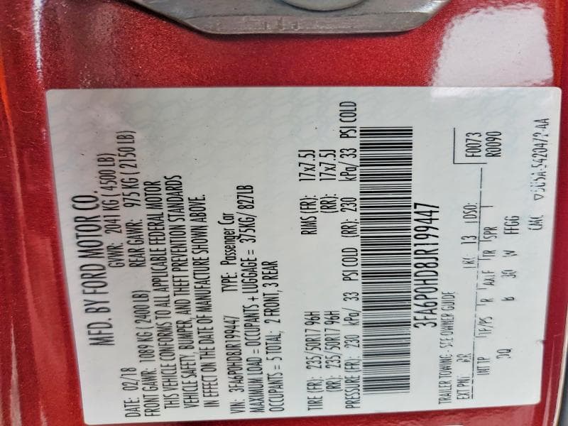 2018 FORD FUSION SE 12