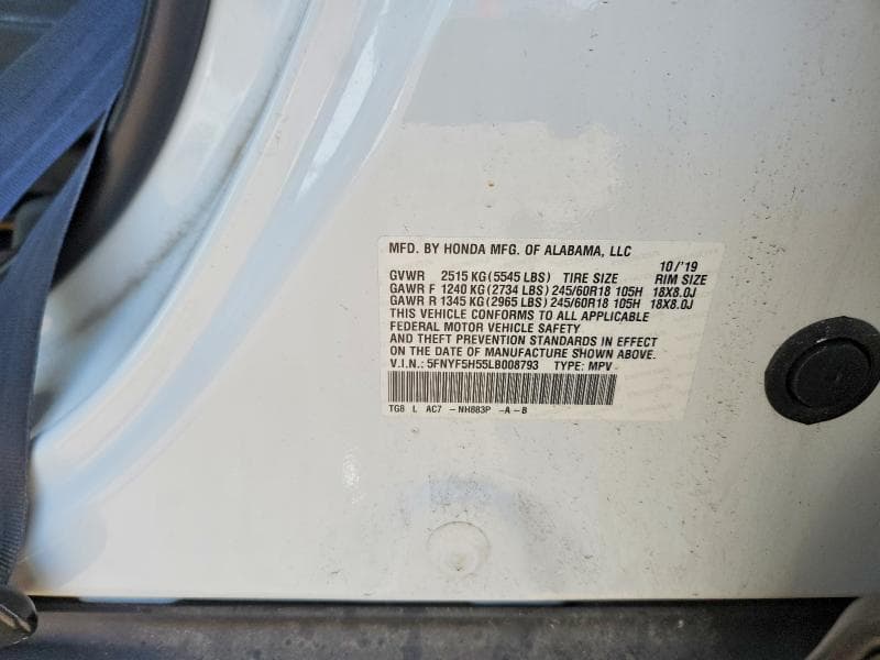 2020 HONDA PILOT EXL 12