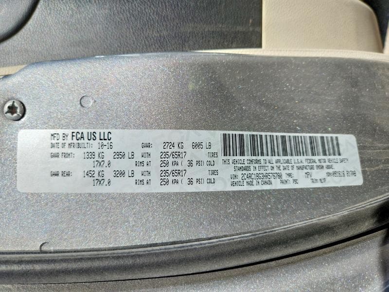 2017 CHRYSLER PACIFICA TOURING L 13