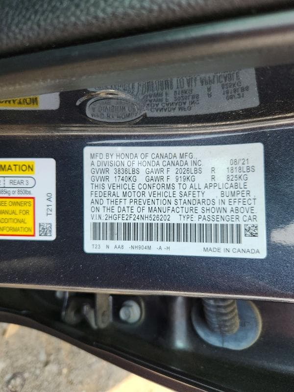 2022 HONDA CIVIC LX 12