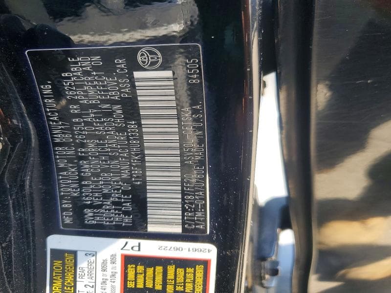 2017 TOYOTA CAMRY SE 12