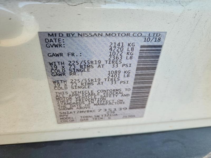 2019 NISSAN ROGUE SL 14