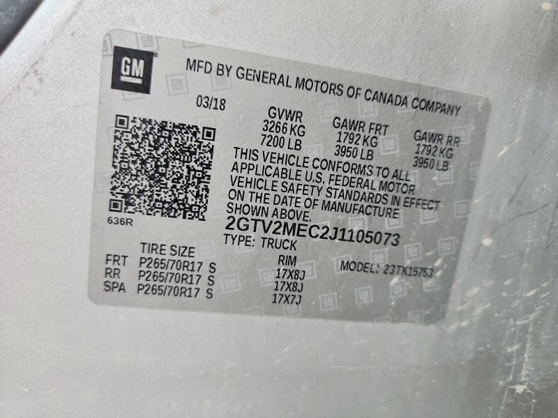 2018 GMC SIERRA K1500 SLE 12