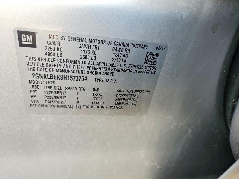 2017 CHEVROLET EQUINOX LS 12