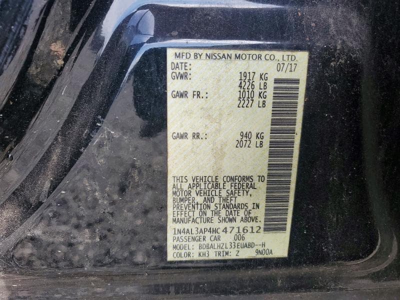 2017 NISSAN ALTIMA 2.5 SR 12