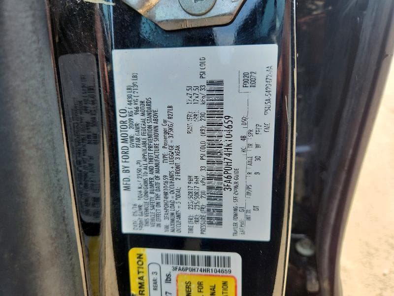 2017 FORD FUSION SE 12