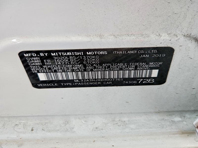 2019 MITSUBISHI MIRAGE ES 12