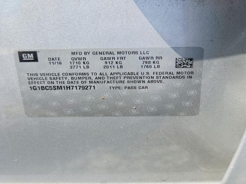 2017 CHEVROLET CRUZE LS 12