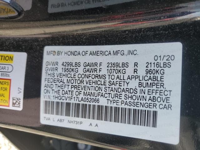 2020 HONDA ACCORD LX 12