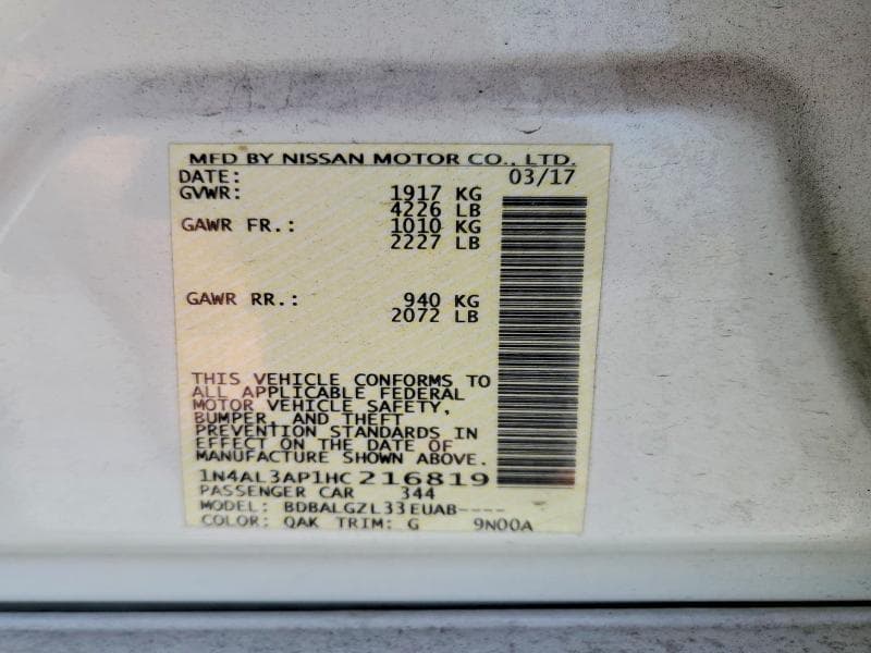 2017 NISSAN ALTIMA 2.5 S 12
