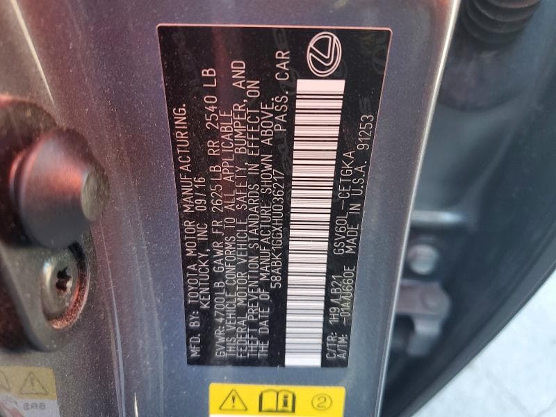 2017 LEXUS ES 350 12