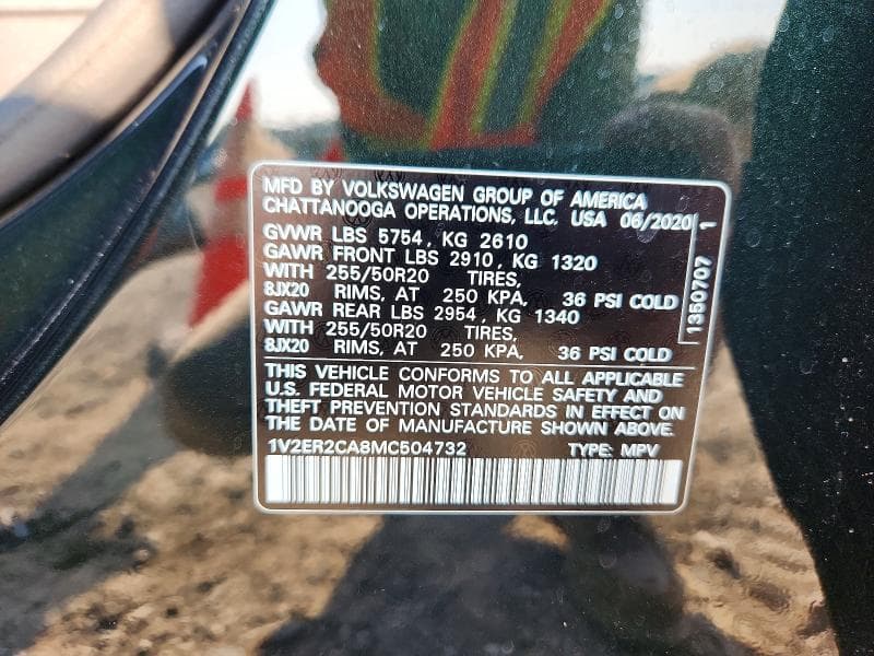 2021 VOLKSWAGEN ATLAS SEL 12