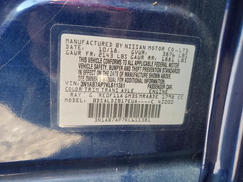 2019 NISSAN SENTRA SV 12