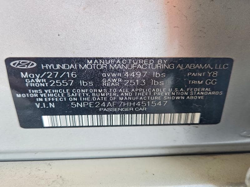 2017 HYUNDAI SONATA SE 13