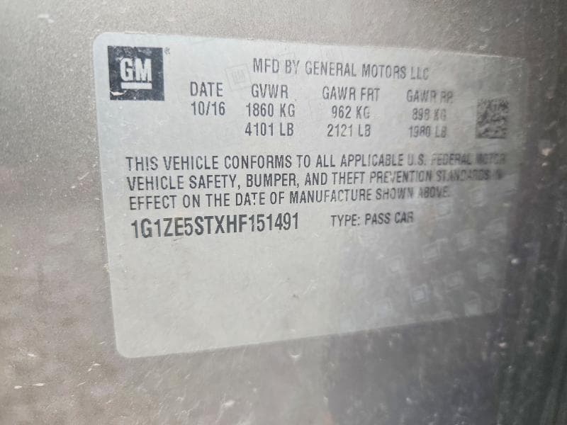 2017 CHEVROLET MALIBU LT 12
