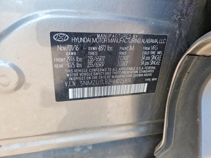 2017 HYUNDAI SANTA FE SPORT 2.4L 12