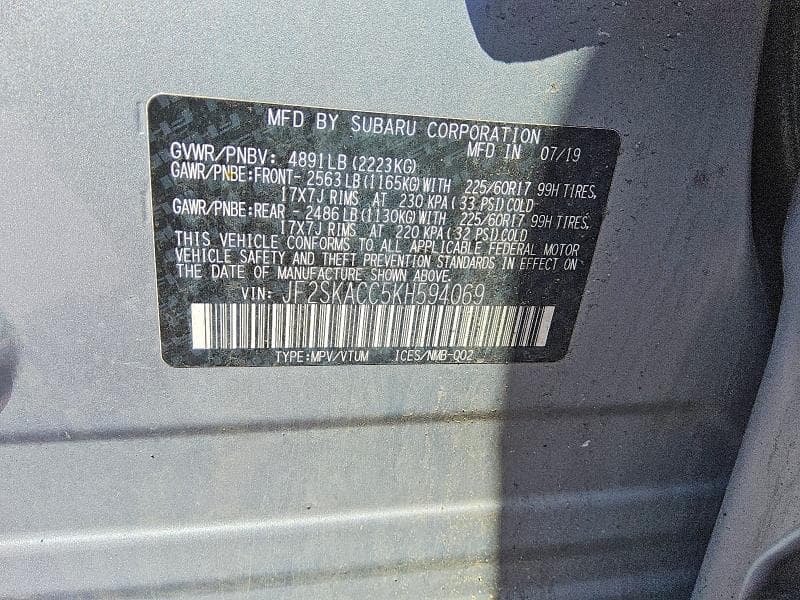 2019 SUBARU FORESTER 13