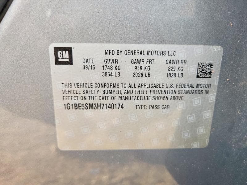2017 CHEVROLET CRUZE LT 13