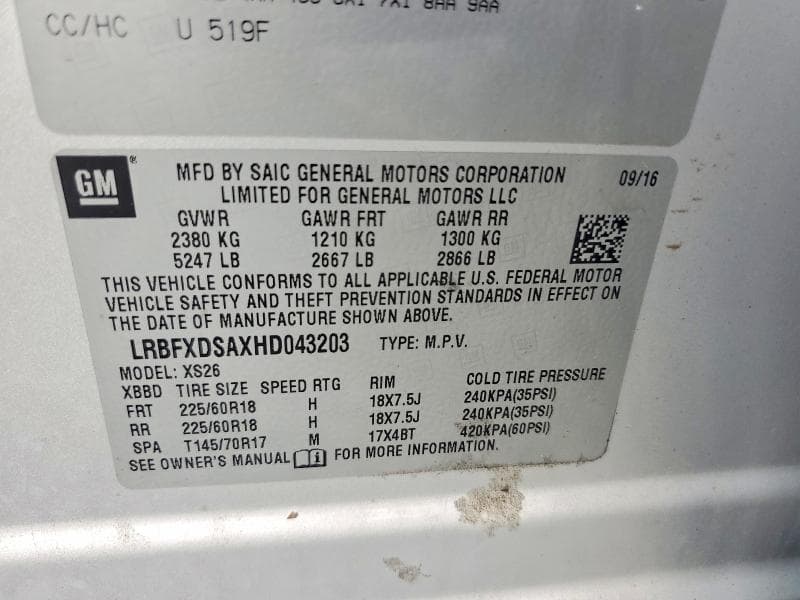 2017 BUICK ENVISION ESSENCE 13