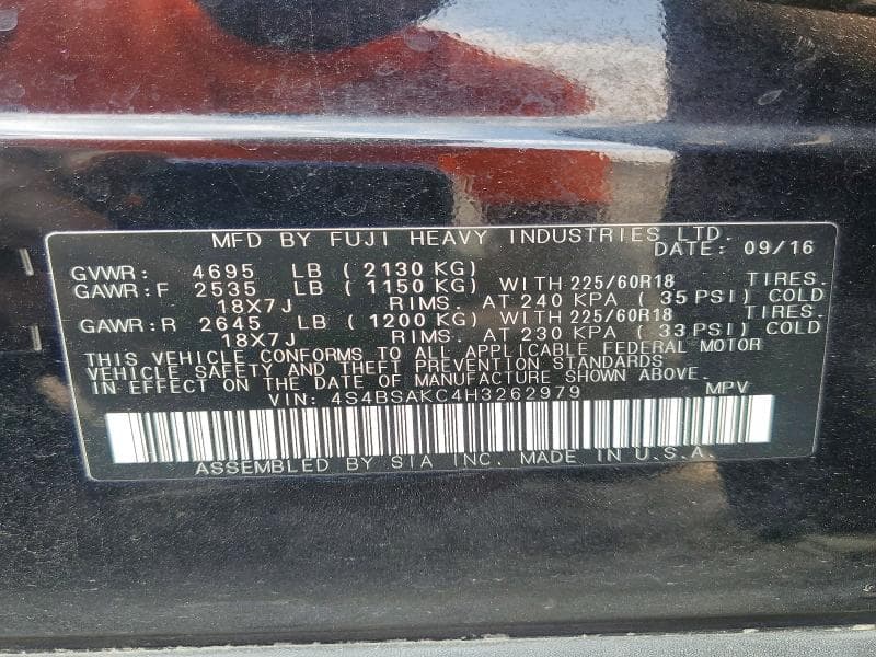 2017 SUBARU OUTBACK 2.5I LIMITED 13