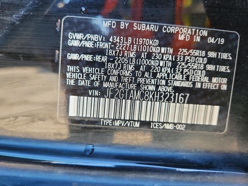 2019 SUBARU CROSSTREK LIMITED 13