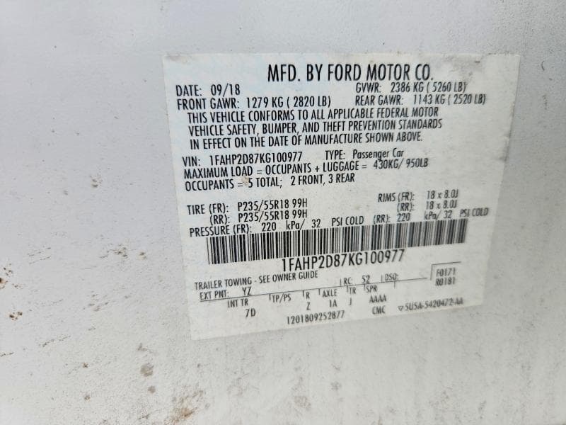 2019 FORD TAURUS SE 13