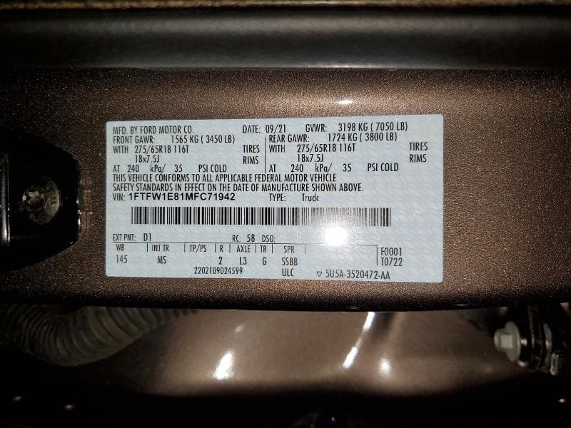 2021 FORD F150 SUPERCREW 12