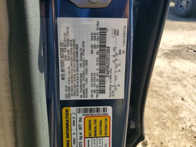 2018 FORD FUSION TITANIUM/PLATINUM HEV 12