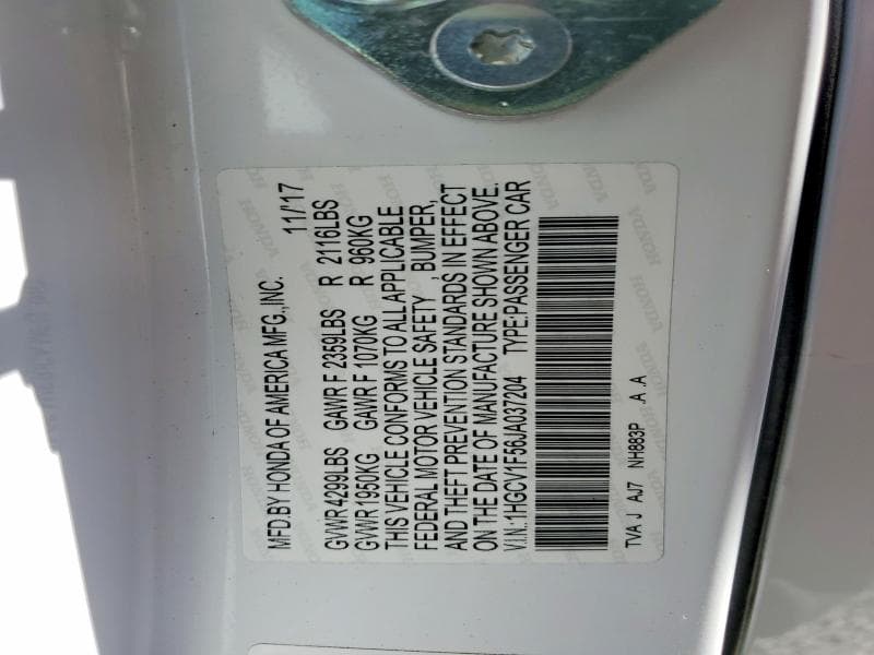 2018 HONDA ACCORD EXL 13