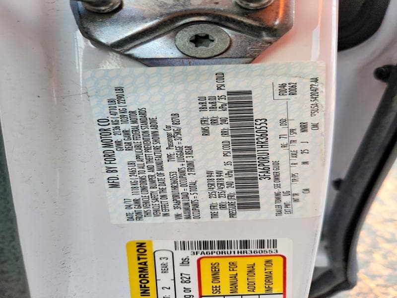 2017 FORD FUSION TITANIUM HEV 12