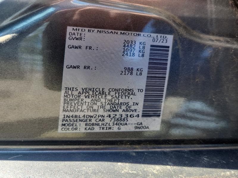 2023 NISSAN ALTIMA SV 12