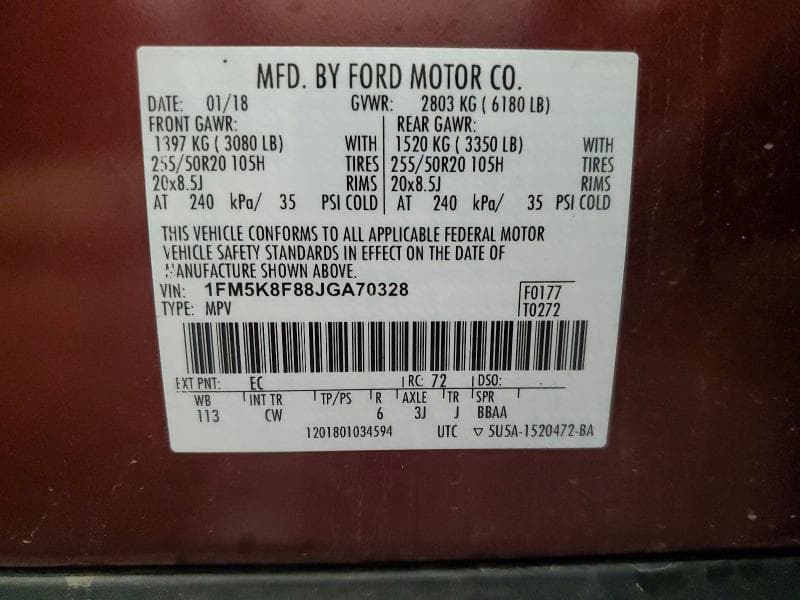 2018 FORD EXPLORER LIMITED 14