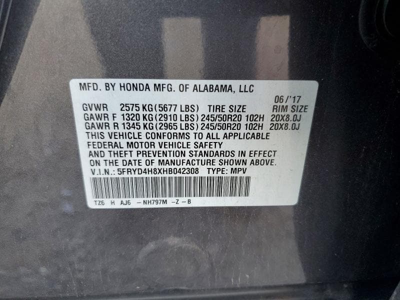 2017 ACURA MDX ADVANCE 12