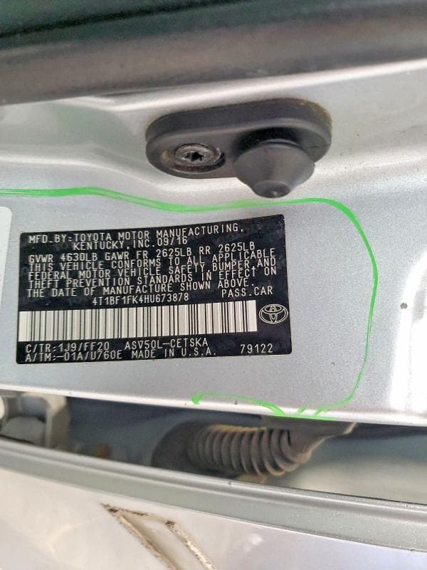 2017 TOYOTA CAMRY HYB LE/SE/XLE 13