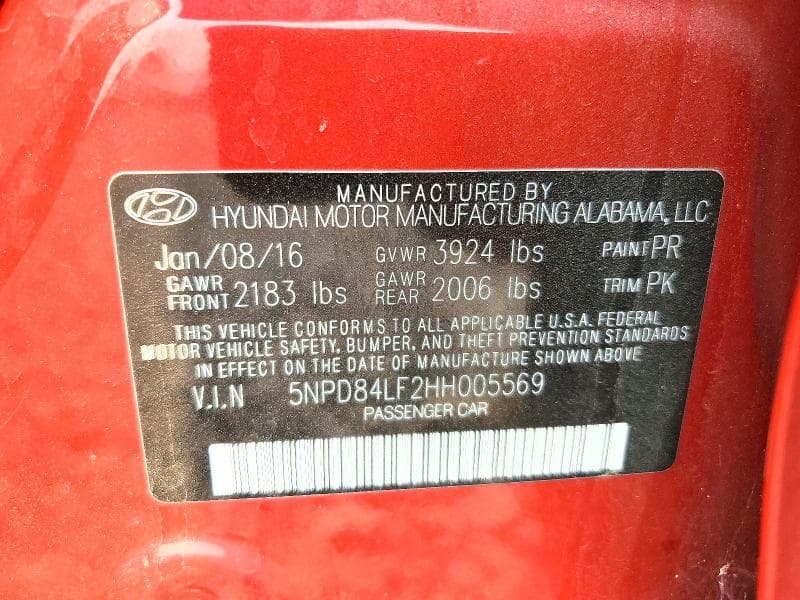 2017 HYUNDAI ELANTRA LIMITED 12