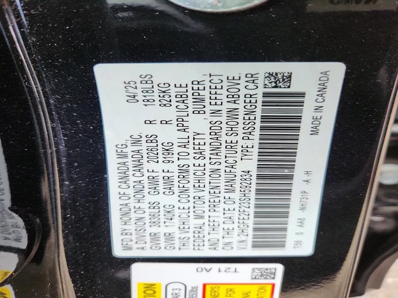 2025 HONDA CIVIC LX 12