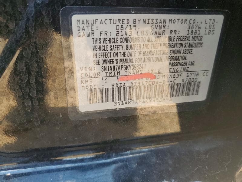 2019 NISSAN SENTRA SV 12