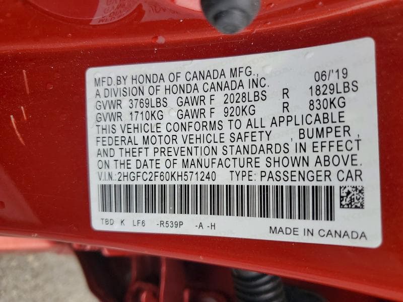 2019 HONDA CIVIC LX 13
