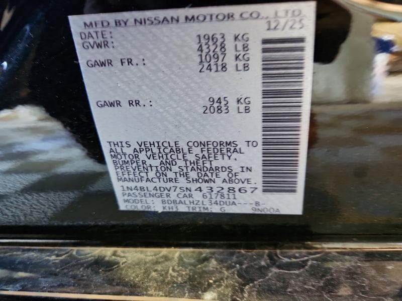 2025 NISSAN ALTIMA SV 13