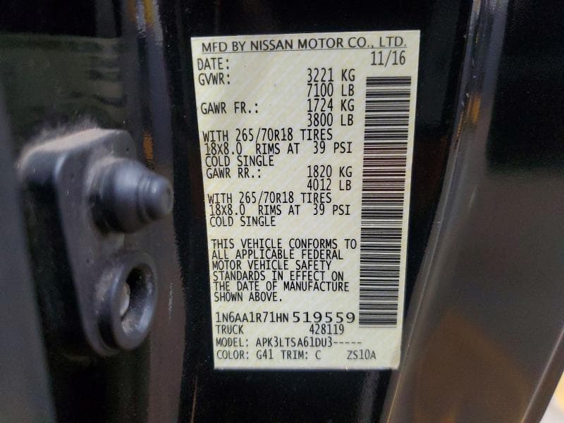 2017 NISSAN TITAN SV 12