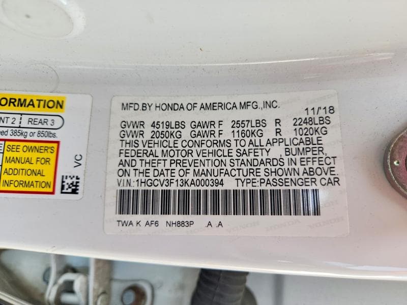2019 HONDA ACCORD HYBRID 13