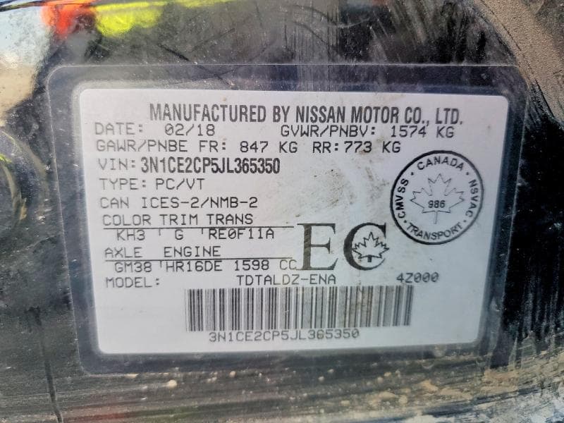 2018 NISSAN VERSA NOTE SV 12