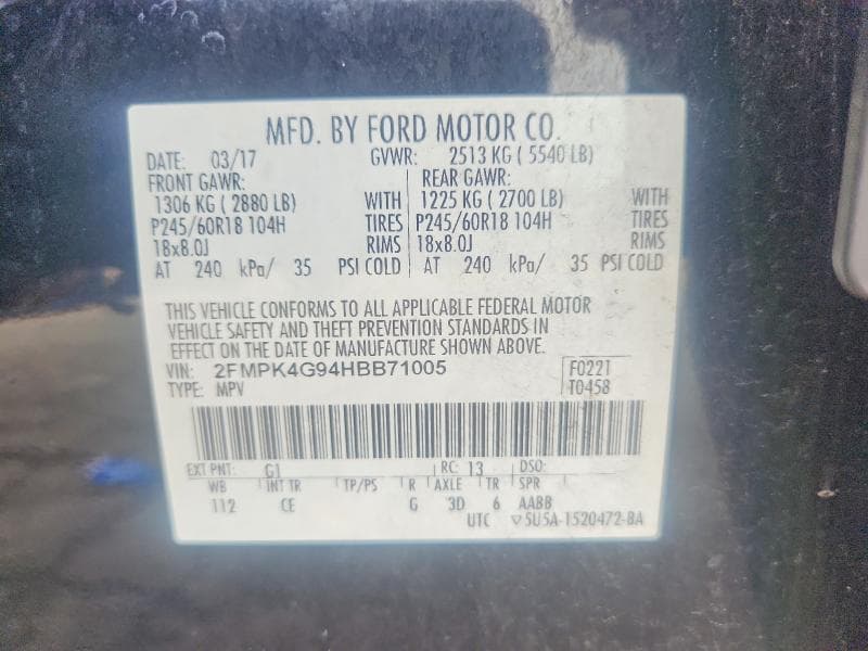 2017 FORD EDGE SE 13