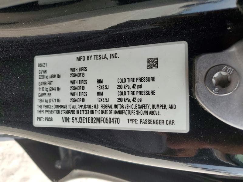 2021 TESLA MODEL 3 12