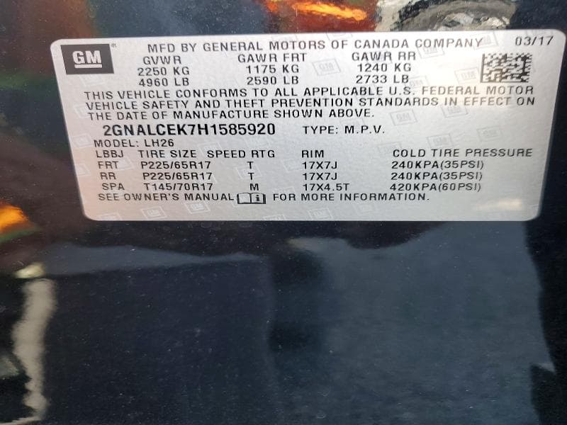 2017 CHEVROLET EQUINOX LT 13