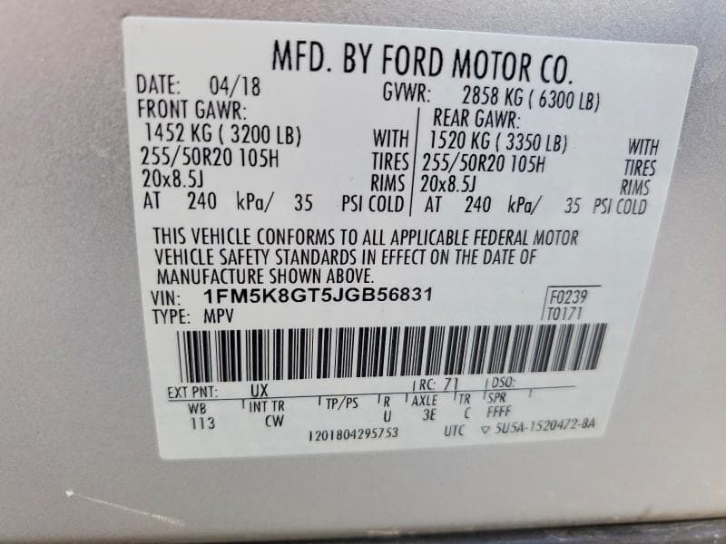 2018 FORD EXPLORER SPORT 13